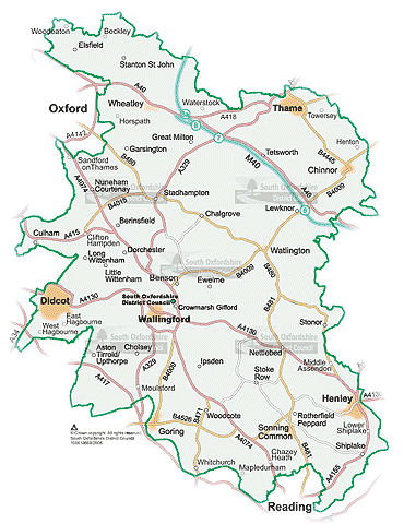 image of map of South Oxfordshire district