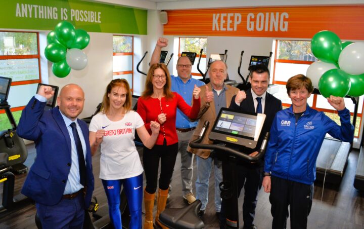 Photo shows representatives from Better alongside Cabinet members from South Oxfordshire and Vale of White Horse District Councils and GLL Sport Foundation athletes.
