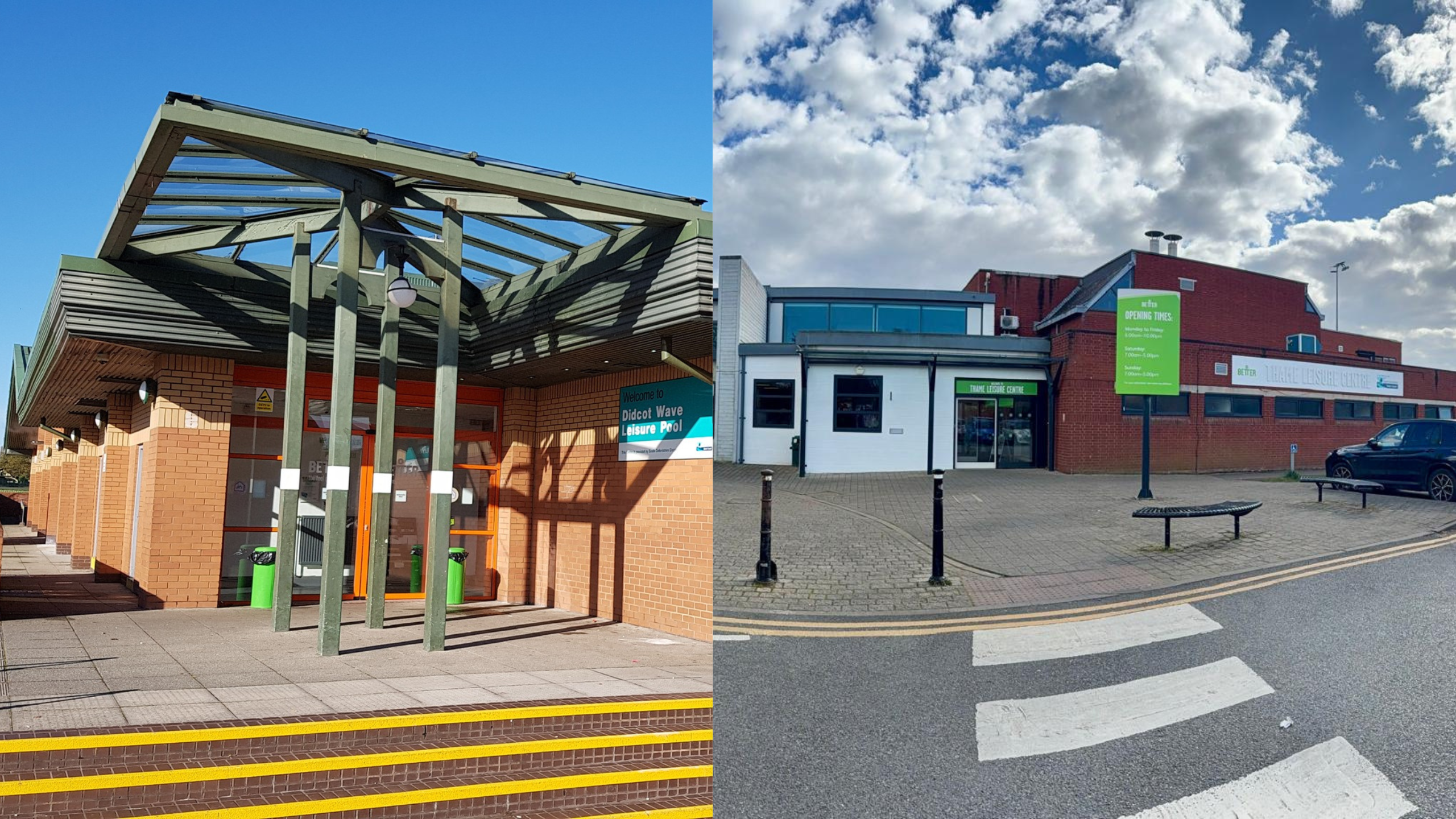 External images of Didcot Wave (left) and Thame Leisure Centre (right)