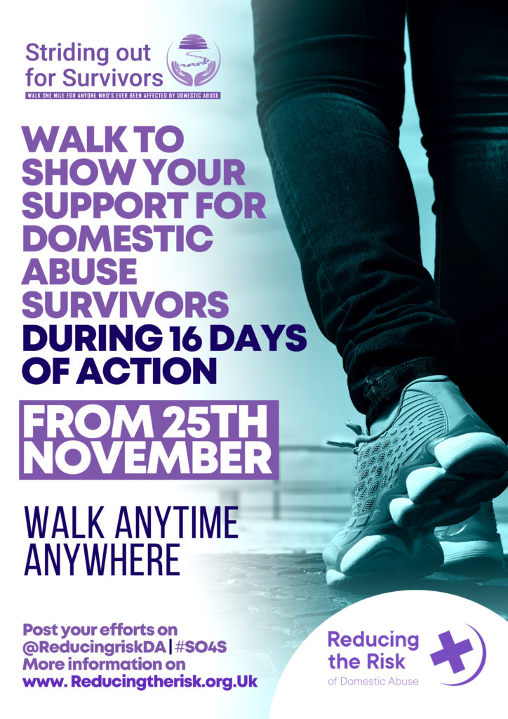 A poster to display for the Striding out for survivors campaign